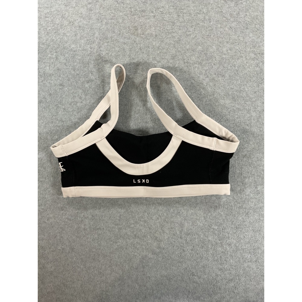 LSKD Always You Sports Bra Black Cream Colorblock Athletic Crop Top 2566 - Picture 2 of 6